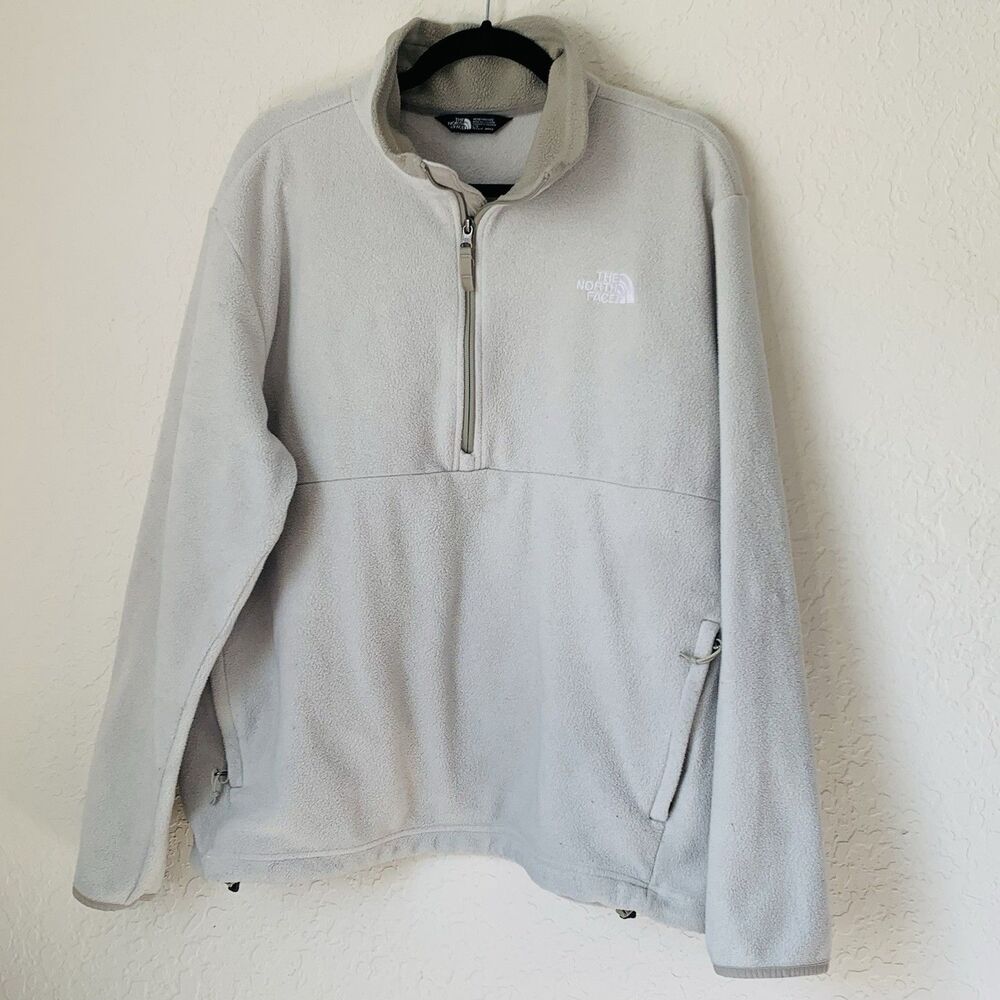 The North Face Campbell 1/2 Zip Fleece Pullover‎ Top Men L Light Gray Outdoor